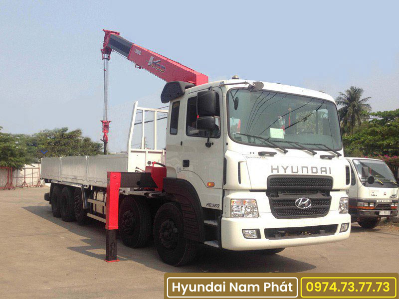 Xe Tải Hyundai 5 Chân HD360 Gắn Cẩu 10 Tấn Kanglim KS2605